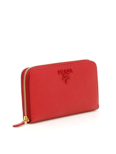 Shop Prada Zip-around Wallet In Fuoco