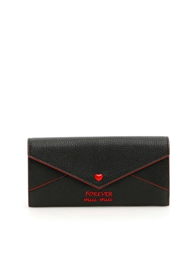 Shop Miu Miu Forever Madras Wallet In Nero