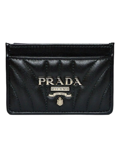 Shop Prada Metallic Logo Card Case In Fblack