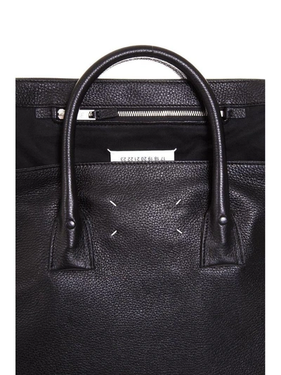 Shop Maison Margiela Sailor Black Leather Shopper Bag