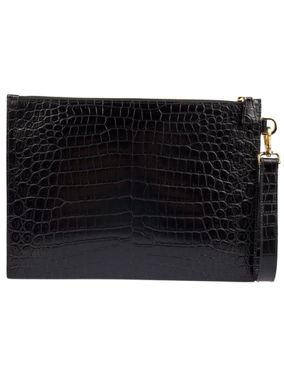 Shop Versace Medusa Skinned Clutch In Nero/oro