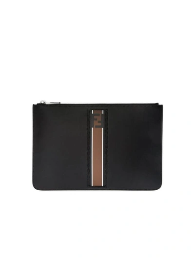 Shop Fendi Logo Stripe Detail Clutch