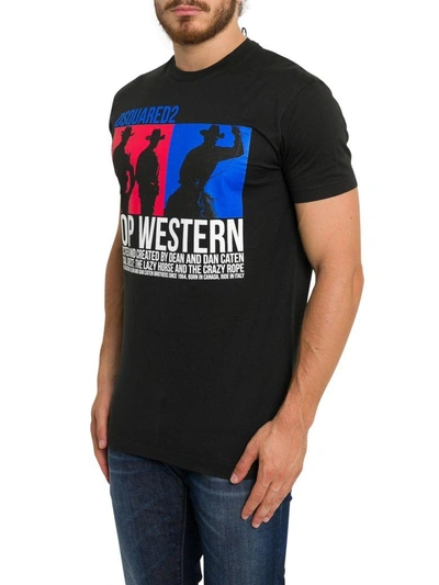 Shop Dsquared2 T-shirt With Western Print In Nero