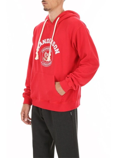 Shop Jw Anderson University Hoodie In Ruby (red)