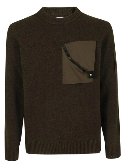 Shop C.p. Company Front Pocket Zipped Sweater In Verde Oliva