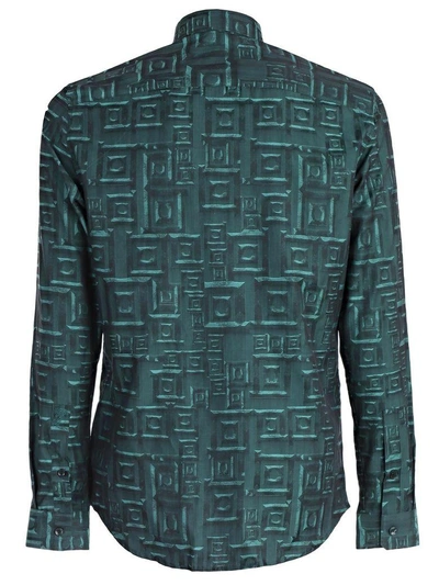 Shop Versace Print Detail Shirt In Vturquoise