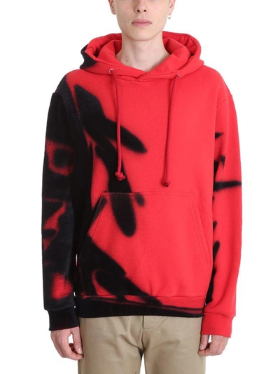 Shop Maison Margiela Red Cotton Hoodie