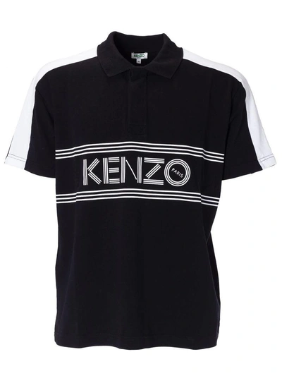 Shop Kenzo Front Logo Polo Shirt In Noir