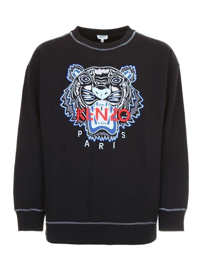 Shop Kenzo Sweatshirt With Tiger Embroidery In Noirnero