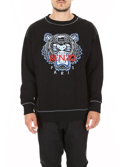 Shop Kenzo Sweatshirt With Tiger Embroidery In Noirnero
