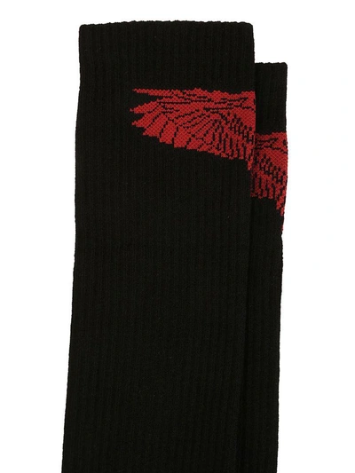 Shop Marcelo Burlon County Of Milan Wings Mid-calf Socks In Black/red