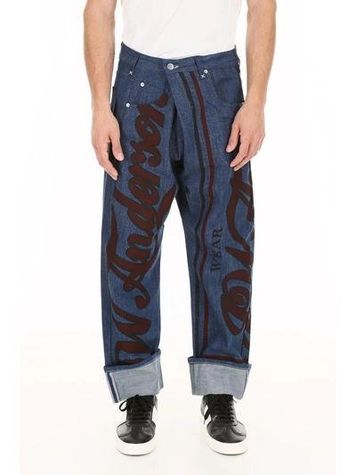Shop Jw Anderson Printed Jeans In Printed Denim|blu