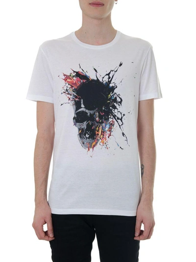 Shop Alexander Mcqueen Skull Print White Cotton T-shirt