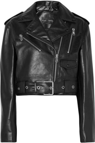 Shop Proenza Schouler Cropped Leather Biker Jacket In Black