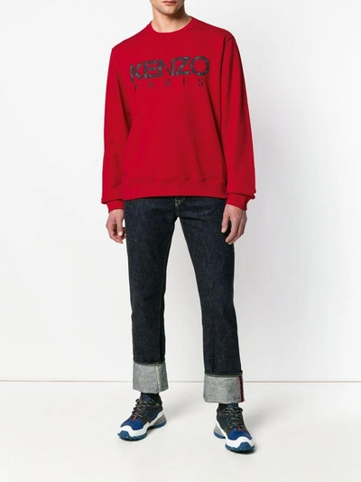 Shop Kenzo Logo Sweatshirt In Rouge Moyen