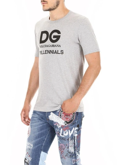 Shop Dolce & Gabbana Printed T-shirt In Melange Grigio