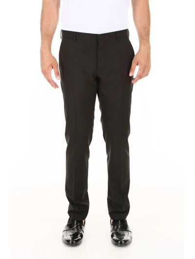Shop Prada Lightweight Wool Trousers In Nero Mosto (black)