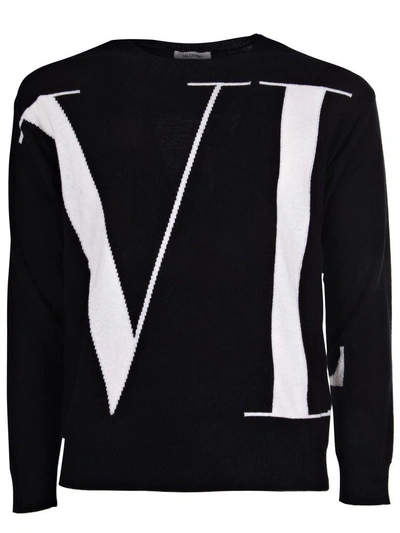 Shop Valentino Vltn Knit Sweater In 0no Nero