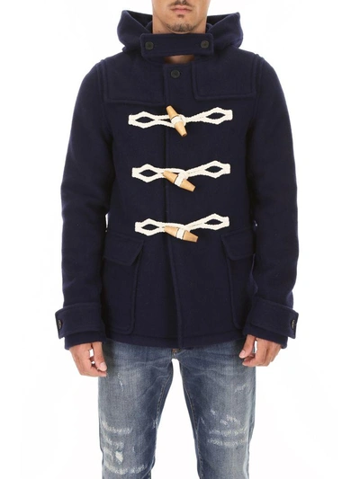 Shop Jw Anderson Duffle Coat With Maxi Toggles In Navy (blue)