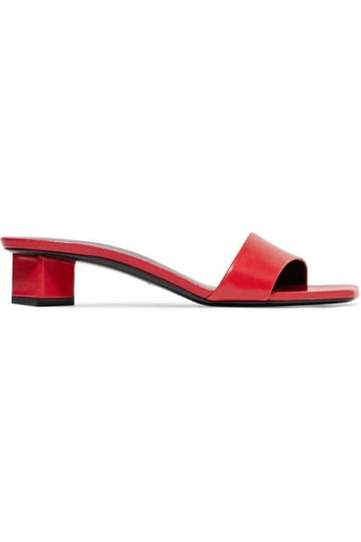 Shop The Row Chocolate Leather Mules In Red