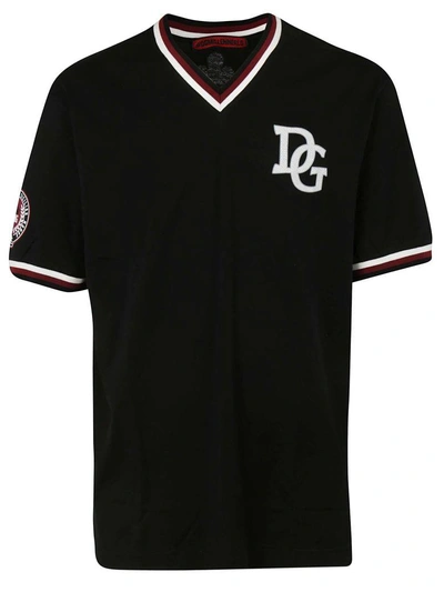 Shop Dolce & Gabbana Dg Patch Baseball T-shirt In Nnero