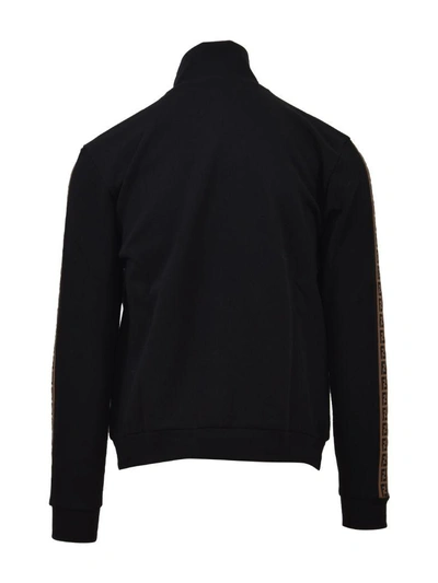 Shop Fendi Black Ff Zip-up Sweatshirt