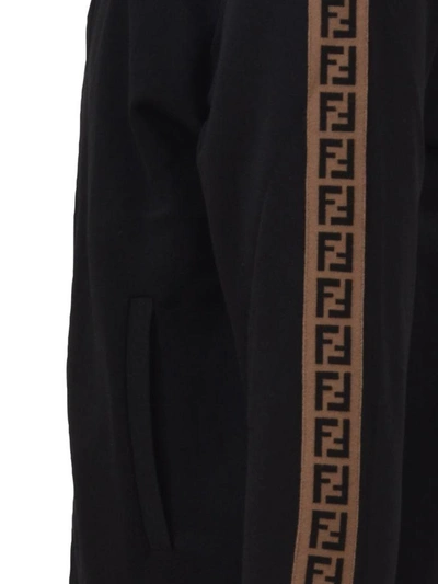 Shop Fendi Black Ff Zip-up Sweatshirt