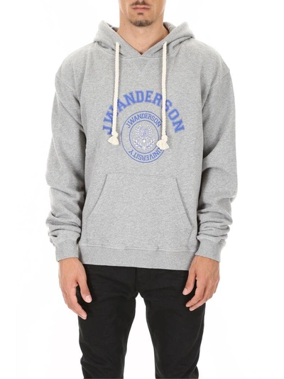 Shop Jw Anderson University Hoodie In Light Grey Melange (grey)