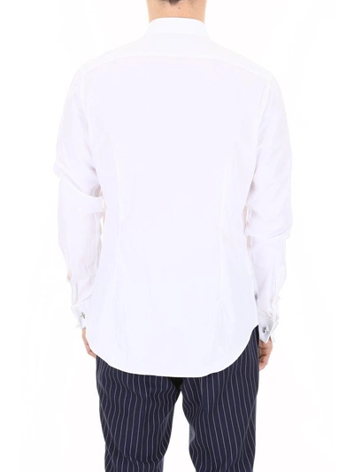 Shop Cc Collection Corneliani Shirt With Plastron In Bianco Ottico (white)