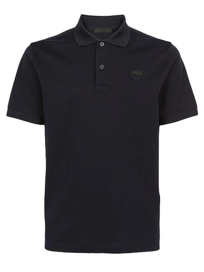 Shop Prada Polo Shirt In Navy