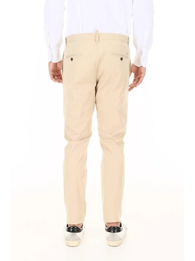 Shop Dsquared2 Cotton Trousers In Beige (beige)