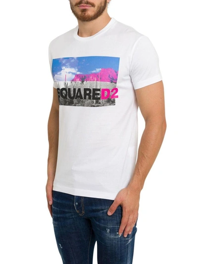 Shop Dsquared2 Printed T-shirt In Bianco