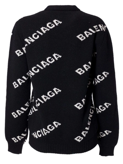Shop Balenciaga Logo Jumper In Black-white