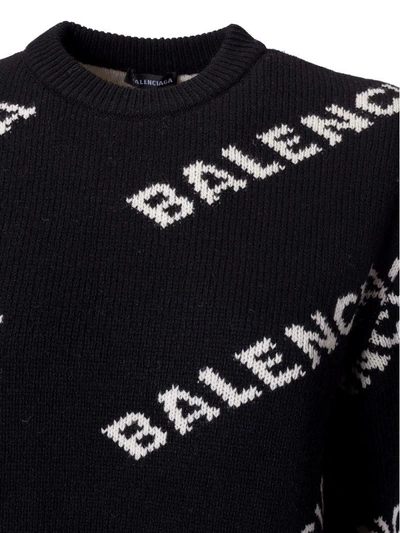 Shop Balenciaga Logo Jumper In Black-white