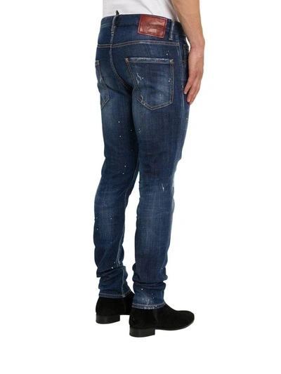 Shop Dsquared2 Cool Guy Jeans With Stains In Blu