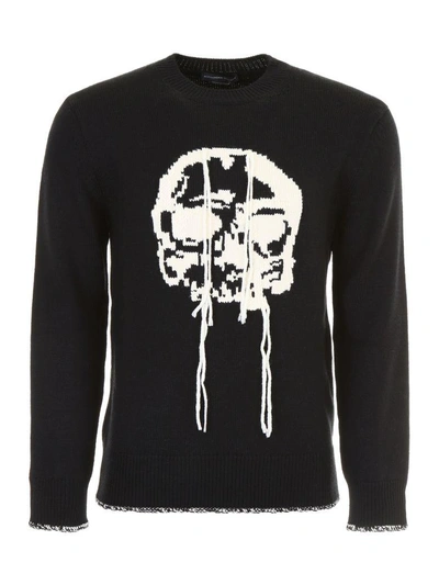 Shop Alexander Mcqueen Skull Intarsia Pullover In Black Bone