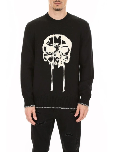 Shop Alexander Mcqueen Skull Intarsia Pullover In Black Bone