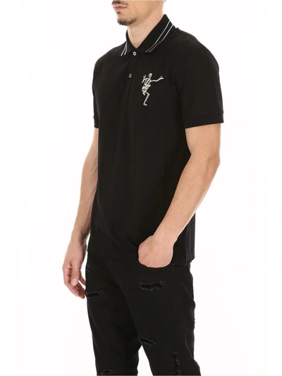 Shop Alexander Mcqueen Dancing Skeleton Polo Shirt In Black (black)