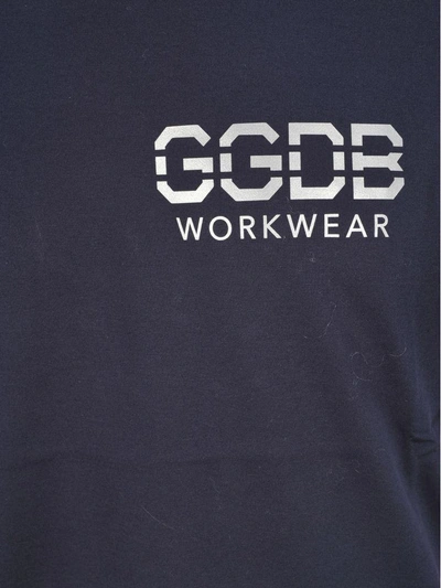 Shop Golden Goose Tshirt Logo Work In Blue