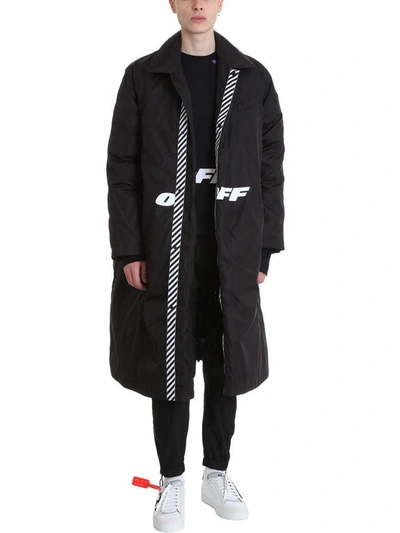 Shop Off-white Black Cotton Wing Off Padded Jacket