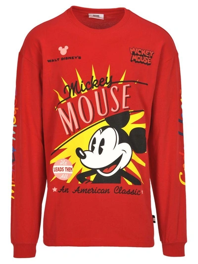 Shop Gcds Tshirt Mickey Manica Lunga In Red