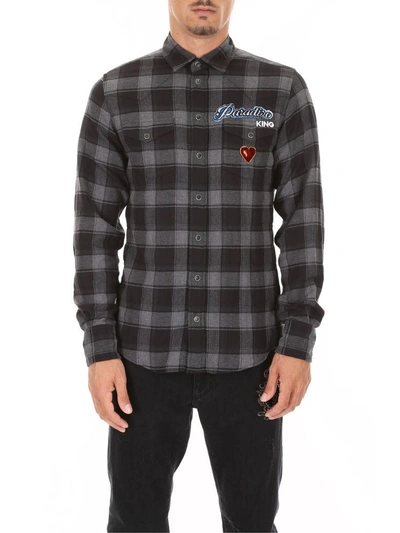 Shop Dolce & Gabbana Paradise Check Shirt In Quadri Check Tartan (grey)