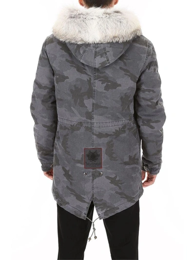 Shop Mr & Mrs Italy Midi Parka With Fur In Grey Black