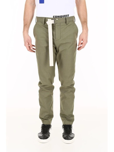 Shop Sacai Khaki Trousers In Kaki (khaki)