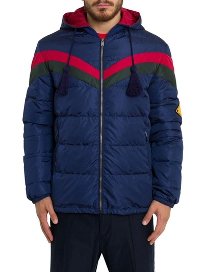 Shop Gucci Down Jacket With Detachable Hood In Blu