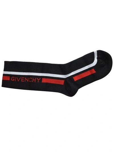 Shop Givenchy Logo Striped Socks In Black