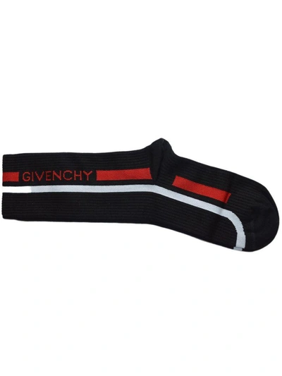 Shop Givenchy Logo Striped Socks In Black