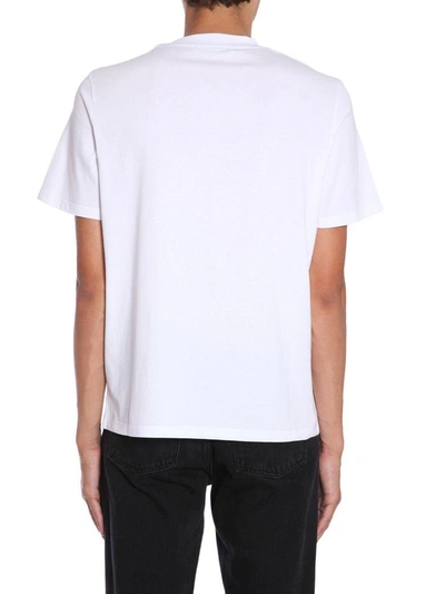 Shop Msgm T-shirt With Micro Logo Print In Bianco