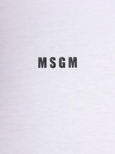 Shop Msgm T-shirt With Micro Logo Print In Bianco