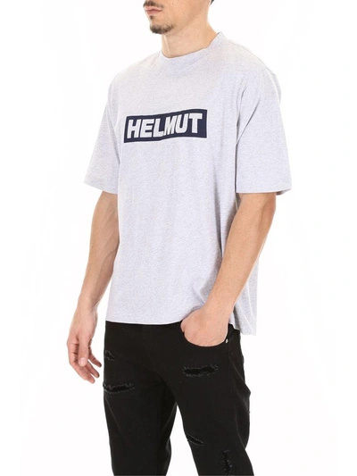 Shop Helmut Lang Oversized Logo T-shirt In Grey Melangegrigio